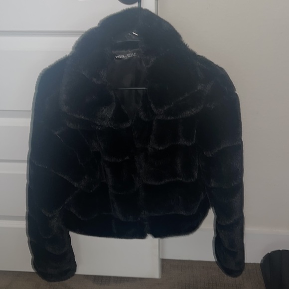 Open Front Fuzzy Paneled Coat - Picture 3 of 3